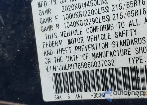 2006 Honda Cr-V Lx from USA, damaged, VIN JHLRD78506C037032